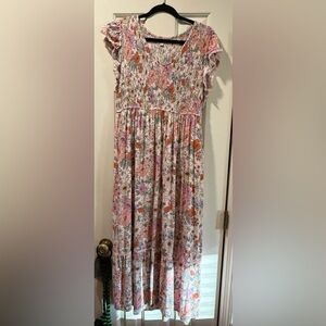 Polagram Pastel Floral Smocked Dress Size Large